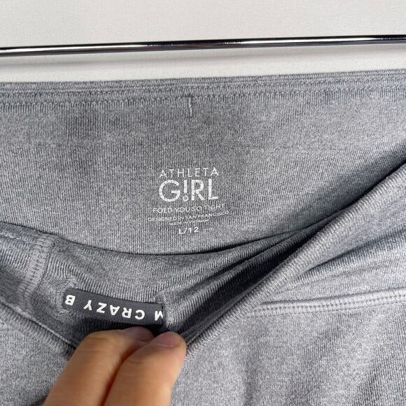 Athleta Girl L 12 Cobblestone Grey Heather Fold You So Tight Activewear Leggings - Picture 8 of 13